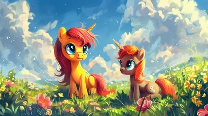 Naklejka premium ADORABLE CHILDREN S CARTOON PONY ART