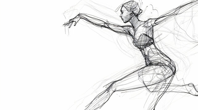 sketch of a woman in motion clip art preview