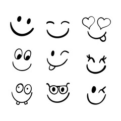 Minimalist smiling faces hand drawn doodle illustration