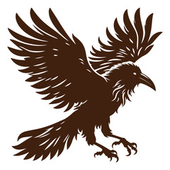 Vector Silhouette Crow with white background
