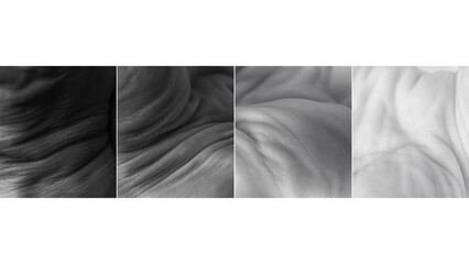 Monochrome collage of male cropped close-up body parts. Abstract natural waves. Lines of skin in...