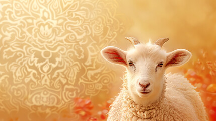Obraz premium Eid al-Adha Islamic decoration background with goat and sheep, perfect for promoting festivals, events and cultural celebrations.