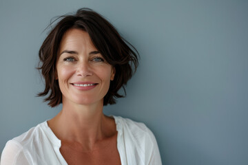 Obraz premium A close up portrait of a woman with a subtle smile