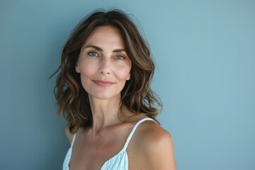 Fototapeta premium A close up portrait of a woman with a subtle smile