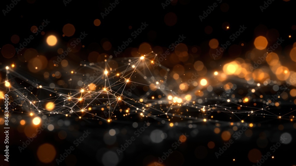 Aufkleber a digital rendering of a glowing network of points and lines with bokeh lights, resembling a constel