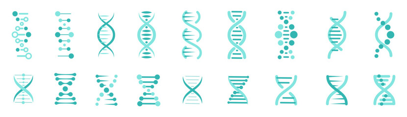 Set of DNA icons. Life gene model bio © 4zevar