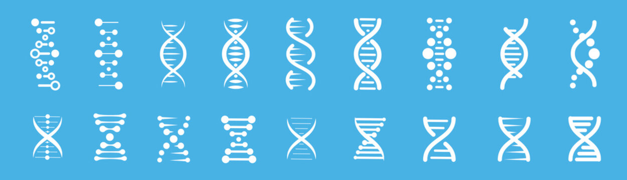 Set of DNA icons. Life gene model bio