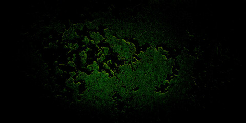 Close-up of a rusted metal surface with peeling paint, illuminated by a gradient of deep green and black hues. Captivating pattern, perfect for backgrounds, industrial designs, and texture studies