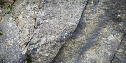 Close-up of a rugged rock surface with intricate textures and cracks. The natural hues of grey, brown, subtle greens create a realistic, earthy pattern, ideal for backgrounds and nature-themed designs
