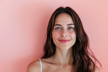 Obraz premium A close up portrait of a woman with a subtle smile