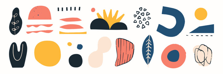 Set of abstract organic shape. hand drawn doodle art. vector blob