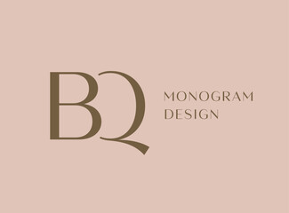 BQ letter logo icon design. Classic style luxury initials monogram.