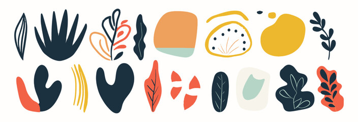 Set of abstract organic shape. hand drawn doodle art. vector blob