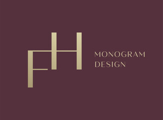 FH or HF letter logo icon design. Classic style luxury initials monogram.