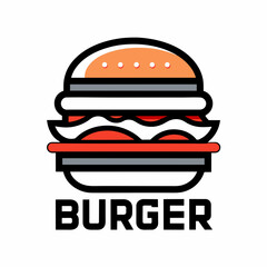 Minimalist Burger Logo vector art illustration 