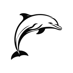 Dolphin black silhouette vector with white color background