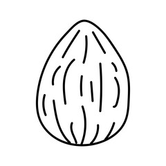 Almonds in doodle style. Vector isolated on yellow background