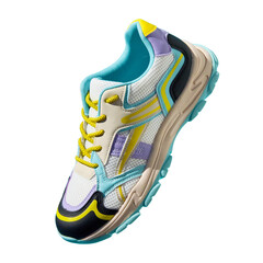 Single colorful sport sneaker isolated on white background. Stylish fashionable sport shoe