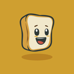 cute bread cartoon character vector illustration template design