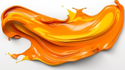 Vibrant orange brushstroke on pristine white background, bold hand painted artistic design