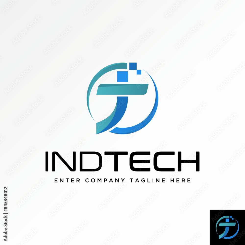 Poster logo design graphic concept creative premium vector stock initial letter t or jt font circle it squa