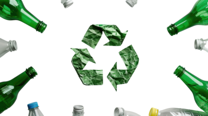 Recycling symbol on transparent background