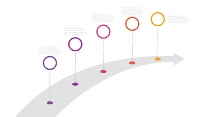Timeline diagram infographic with road journey concept