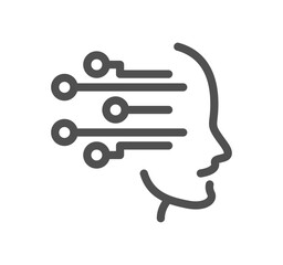 Artificial intelligence related icon outline and linear vector.