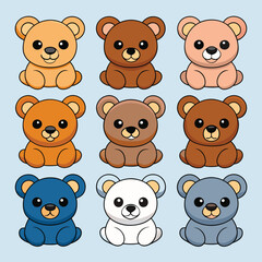 Cute bears kawaii vector design