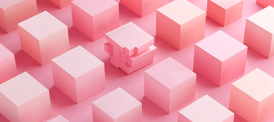 Obraz premium Aesthetic Bliss: Pink Background with Various Shapes for a Charming Wallpaper