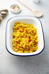 Spicy vegan rice with vegetables