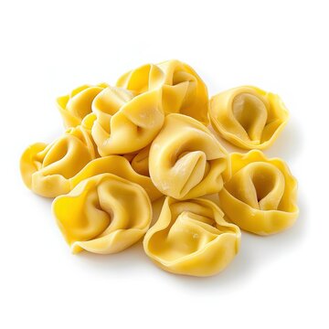 Tortellini stuffed pasta isolated on white background, closeup.