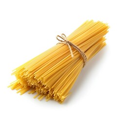Raw spaghetti isolated on a white background.
