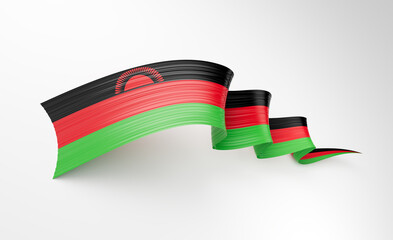3d Flag Of Malawi 3d Shiny Waving Twisted Ribbon Flag On White Background 3d Illustration