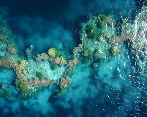 Obraz premium Aerial Drone Footage of Vibrant Barrier Reef Ecosystem