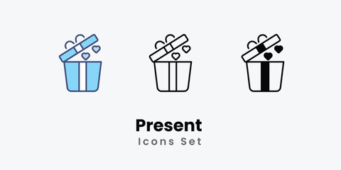 Present icons vector set stock illustration.