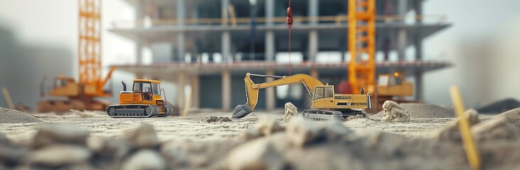 Building Under Construction with Cranes and Machinery, Architectural Modeling Challenges