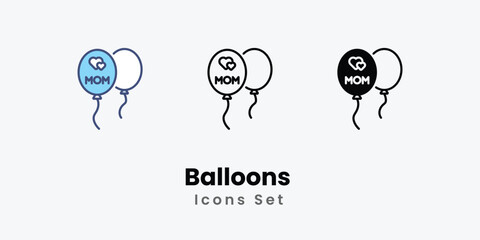 Balloons icons vector set stock illustration.