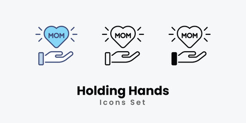 Holding Hands icons vector set stock illustration.