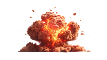 Nuclear explosion on transparent background