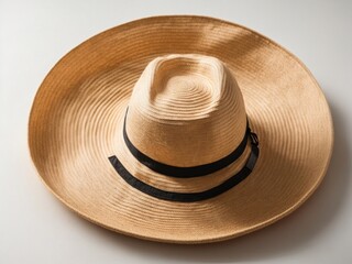 Beach hat top view isolated on white background