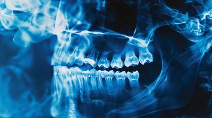 Blue and White Dental X-Ray