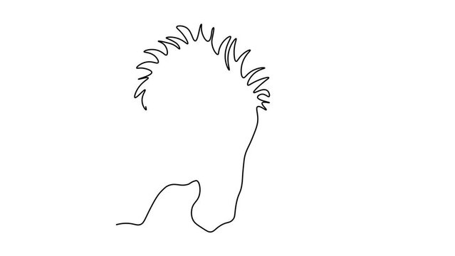 Self drawing animation one continuous line draw, logo, Abstract punk girl with mohawk on her head