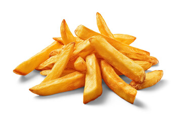 Potato fries pile. Cut out on transparent	