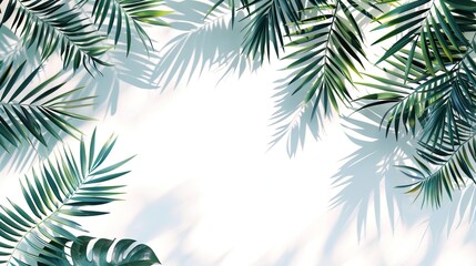 Tropical palm leaves with sunlight background greenery vibrant summer nature