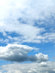 Fluffy White Clouds in a Blue Sky as A Skyscape Background