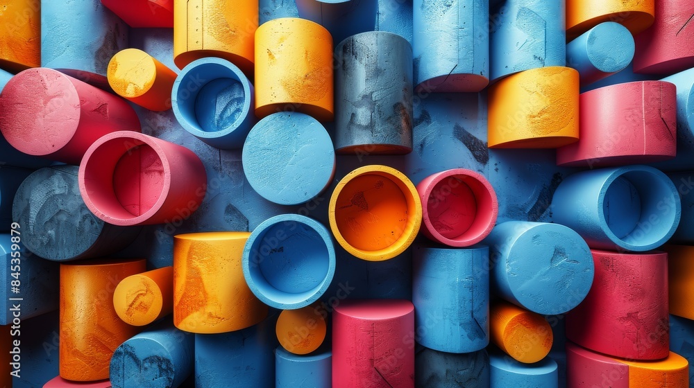 Aufkleber close-up image of numerous colorful cylindrical shapes presenting texture and depth