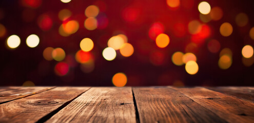 defocused lights & old table