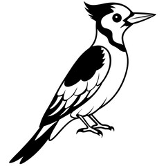 Beautiful bird Woodpecker line art vector svg