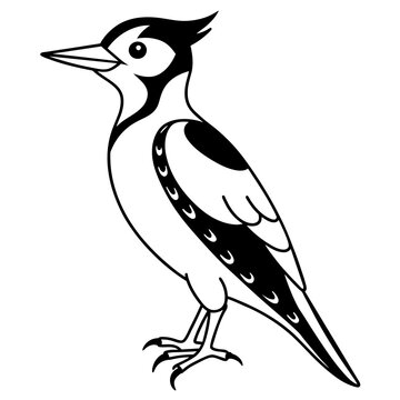 recommend clip art: Beautiful bird Woodpecker line art vector svg